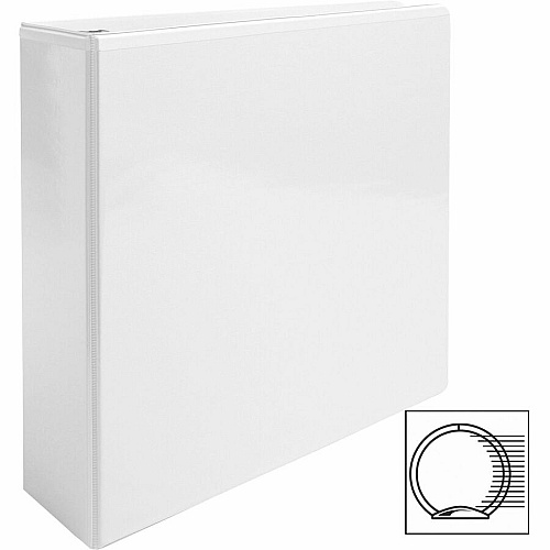 Business Source Round-ring View Binder 3" Binder Capacity - Letter - 8 1/2" x 11" Sheet Size - 625 Sheet Capacity - Fastener(s): Round Ring - Pocket(s): 2, Internal - Polypropylene - White - Wrinkle-free, Gap-free Ring, Clear Overlay, Non Locki (BSN09959)