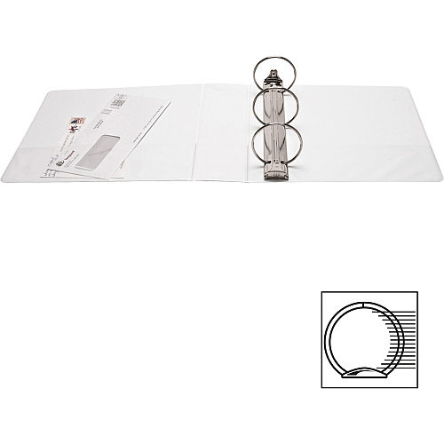 Business Source Round-ring View Binder 3" Binder Capacity - Letter - 8 1/2" x 11" Sheet Size - 625 Sheet Capacity - Fastener(s): Round Ring - Pocket(s): 2, Internal - Polypropylene - White - Wrinkle-free, Gap-free Ring, Clear Overlay, Non Locki (BSN09959)