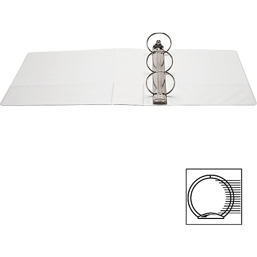 Business Source Round-ring View Binder 3" Binder Capacity - Letter - 8 1/2" x 11" Sheet Size - 625 Sheet Capacity - Fastener(s): Round Ring - Pocket(s): 2, Internal - Polypropylene - White - Wrinkle-free, Gap-free Ring, Clear Overlay, Non Locki (BSN09959)