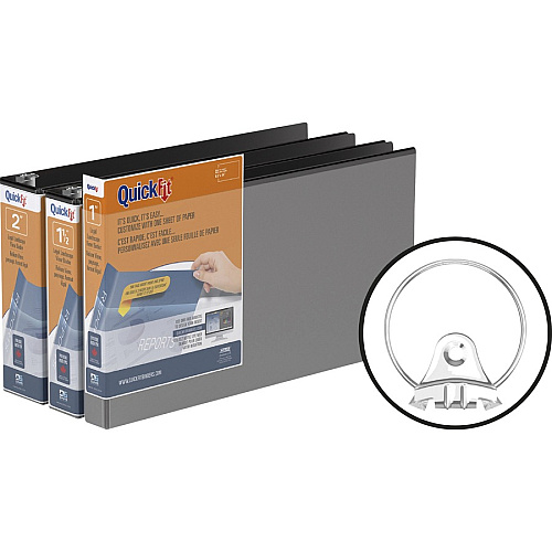 QuickFit Landscape Round Ring View Binder for Spreadsheets 1" Binder Capacity - Legal - 8 1/2" x 14" Sheet Size - Fastener(s): Round Ring - Pocket(s): 2, Internal - Black - Recycled - Heavy Duty, Locking Ring, Clear Overlay - 1 Each (95011L)