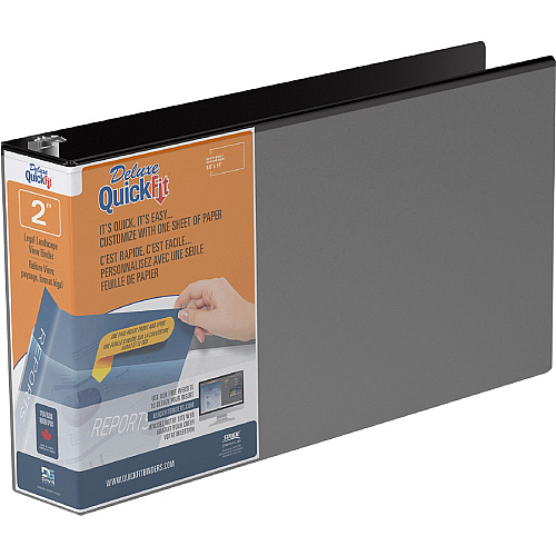QuickFit Landscape Round Ring View Binder for Spreadsheets 2" Binder Capacity - Legal - 8 1/2" x 14" Sheet Size - Fastener(s): Round Ring - Pocket(s): 2, Internal - Black - Recycled - Heavy Duty - 1 Each (95031L)