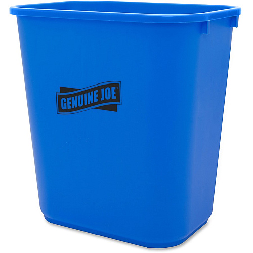 Genuine Joe 28-1/2 Quart Recycle Wastebasket 7.13 gal Capacity - Rectangular - 15" Height x 14.5" Width x 10.5" Depth - Blue, White - 1 Each (GJO57257)