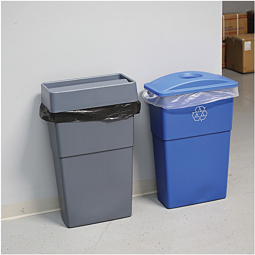 Genuine Joe 23 Gallon Recycling Container 23 gal Capacity - Rectangular - 30" Height x 22.5" Width x 11" Depth - Blue, White - 1 Each (GJO57258)