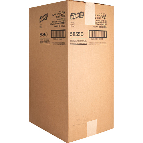 Genuine Joe 8 oz Hot/Cold Foam Cups 8 fl oz - White - Foam - Hot Drink, Cold Drink - 50/Pack - 20 / Carton (GJO58550)