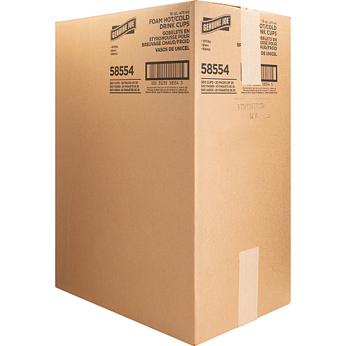 Genuine Joe 16 oz Hot/Cold Foam Cups 16 fl oz - White - Foam - Hot Drink, Cold Drink - 25/Pack - 20 / Carton (GJO58554)