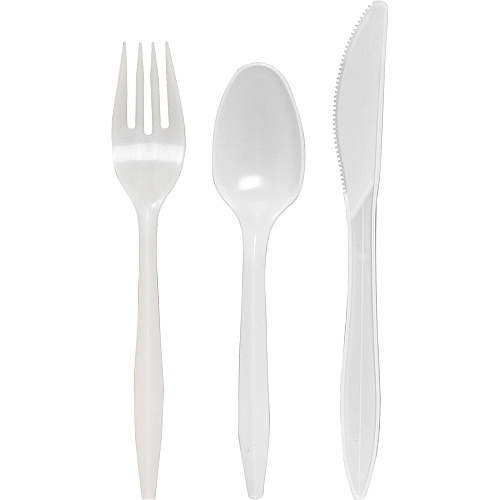 Genuine Joe Fork/Knife/Spoon Utensil Kit White - 250 / Carton (GJO58926)