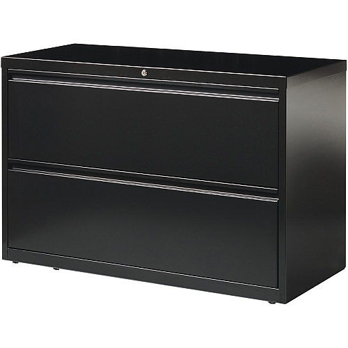 Lorell Fortress Series Lateral File 42" Width x 18.6" Depth x 28.1" Height - 2 x Drawer(s) for File - Letter, Legal, A4 - Lateral - Interlocking, Leveling Glide, Ball-bearing Suspension, Label Holder - Black - Recycled (LLR60554)