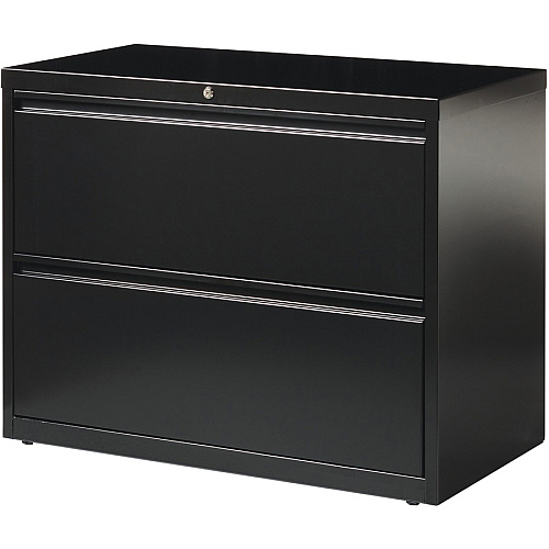 Lorell Fortress Series Lateral File 36" Width x 18.6" Depth x 28.1" Height - 2 x Drawer(s) for File - Letter, Legal, A4 - Lateral - Leveling Glide, Label Holder, Ball-bearing Suspension, Interlocking - Black - Steel - Recycled (LLR60555)