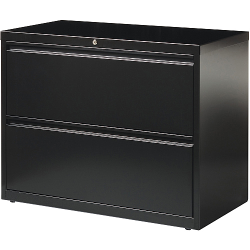 Lorell Fortress Series Lateral File 36" Width x 18.6" Depth x 28.1" Height - 2 x Drawer(s) for File - Letter, Legal, A4 - Lateral - Leveling Glide, Label Holder, Ball-bearing Suspension, Interlocking - Black - Steel - Recycled (LLR60555)