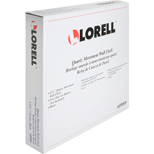Lorell 13-1/4" Round Wall Clock Analog - Quartz - White Main Dial - Black Case - Plastic (LLR60989)