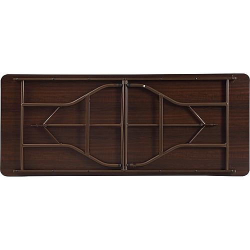 Lorell Economy Folding Table Melamine Rectangle Top - 500 lb Capacity - 72" Table Top Length x 30" Table Top Width x 0.63" Table Top Thickness - 29" Height - Mahogany - 1 Each (LLR65757)