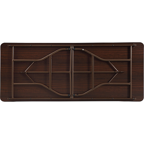 Lorell Economy Folding Table Melamine Rectangle Top - 500 lb Capacity - 72" Table Top Length x 30" Table Top Width x 0.63" Table Top Thickness - 29" Height - Mahogany - 1 Each (LLR65757)