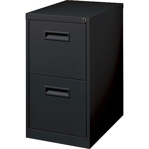 Lorell 22" File/File Mobile File Cabinet with Recessed Pull 15" Width x 22.9" Depth x 28" Height - 2 x Drawer(s) for File - Letter - Security Lock, Ball-bearing Suspension - Black - Powder Coated - Steel - Recycled (LLR67733)