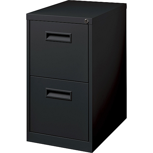 Lorell 22" File/File Mobile File Cabinet with Recessed Pull 15" Width x 22.9" Depth x 28" Height - 2 x Drawer(s) for File - Letter - Security Lock, Ball-bearing Suspension - Black - Powder Coated - Steel - Recycled (LLR67733)