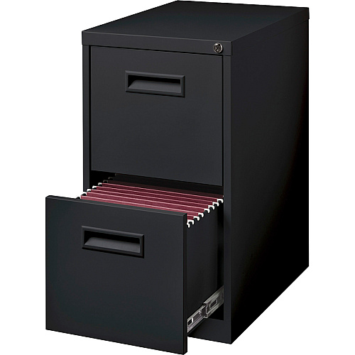 Lorell 22" File/File Mobile File Cabinet with Recessed Pull 15" Width x 22.9" Depth x 28" Height - 2 x Drawer(s) for File - Letter - Security Lock, Ball-bearing Suspension - Black - Powder Coated - Steel - Recycled (LLR67733)