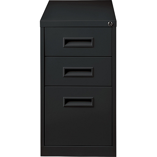Lorell 22" Box/Box/File Mobile File Cabinet with Recessed Pull 15" Width x 22" Depth x 27.8" Height - 3 x Drawer(s) for Box, File - Letter - Security Lock, Ball-bearing Suspension - Black - Powder Coated - Steel - Recycled (LLR67737)