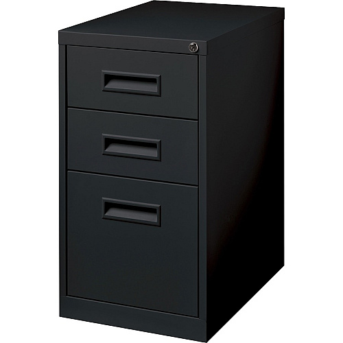 Lorell 22" Box/Box/File Mobile File Cabinet with Recessed Pull 15" Width x 22" Depth x 27.8" Height - 3 x Drawer(s) for Box, File - Letter - Security Lock, Ball-bearing Suspension - Black - Powder Coated - Steel - Recycled (LLR67737)