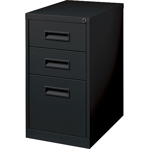 Lorell 22" Box/Box/File Mobile File Cabinet with Recessed Pull 15" Width x 22" Depth x 27.8" Height - 3 x Drawer(s) for Box, File - Letter - Security Lock, Ball-bearing Suspension - Black - Powder Coated - Steel - Recycled (LLR67737)