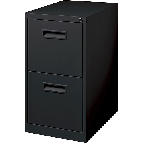 Lorell 19" File/File Mobile File Cabinet with Recessed Pull 15" Width x 19" Depth x 28" Height - 2 x Drawer(s) for File - Letter - Locking Casters, Security Lock, Ball-bearing Suspension - Black - Powder Coated - Steel - Recycled (LLR67741)