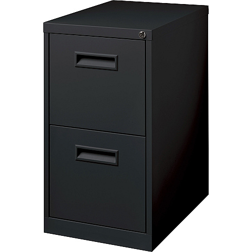 Lorell 19" File/File Mobile File Cabinet with Recessed Pull 15" Width x 19" Depth x 28" Height - 2 x Drawer(s) for File - Letter - Locking Casters, Security Lock, Ball-bearing Suspension - Black - Powder Coated - Steel - Recycled (LLR67741)