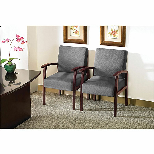 Lorell Thickly Padded Guest Chair Mahogany Frame Color - Four-legged Base - Charcoal - 1 Each (LLR68551)