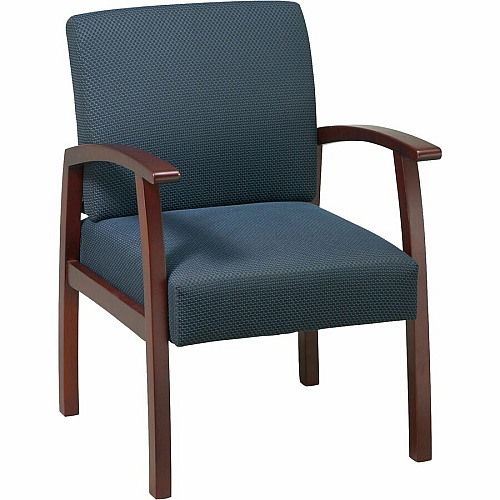 Lorell Thickly Padded Guest Chair Cherry Frame Color - Four-legged Base - Midnight Blue - 1 Each (LLR68553)