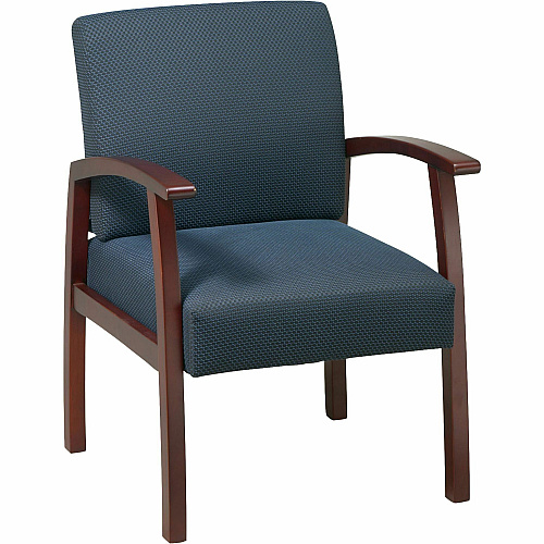 Lorell Thickly Padded Guest Chair Cherry Frame Color - Four-legged Base - Midnight Blue - 1 Each (LLR68553)