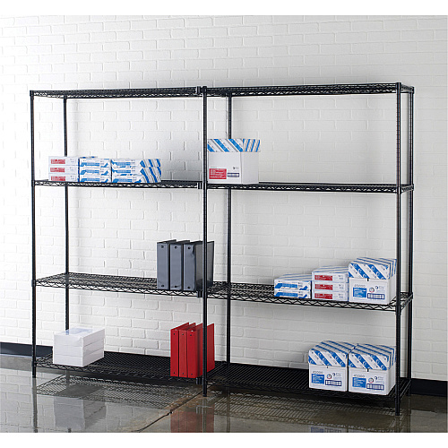 Lorell Industrial Wire Starter Shelving Unit 48" Width x 24" Depth x 72" Height - 4 x Shelf(ves) - 4000 lb Load Capacity - Black - Steel (LLR69140)