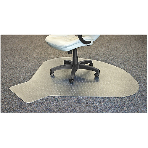 Lorell L-Workstation Medium-pile Chairmat Carpeted Floor - 66" Length x 60" Width x 0.125" Thickness - Lip Size 12" Length x 20" Width - Vinyl - Clear - 1 Each (LLR69156)