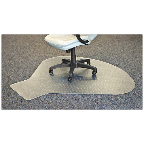 Lorell L-Workstation Medium-pile Chairmat Carpeted Floor - 66" Length x 60" Width x 0.125" Thickness - Lip Size 12" Length x 20" Width - Vinyl - Clear - 1 Each (LLR69156)