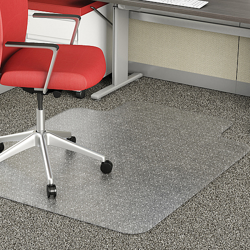 Lorell Wide Lip Low-pile Chairmat Carpeted Floor - 53" Length x 45" Width x 0.122" Thickness - Lip Size 12" Length x 25" Width - Vinyl - Clear - 1 Each (LLR69158)