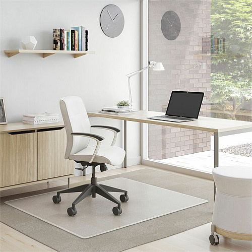 Lorell Plush-pile Wide-Lip Chairmat Carpeted Floor - 60" Length x 46" Width x 0.173" Thickness - Lip Size 12" Length x 25" Width - Vinyl - Clear - 1 Each (LLR69165)