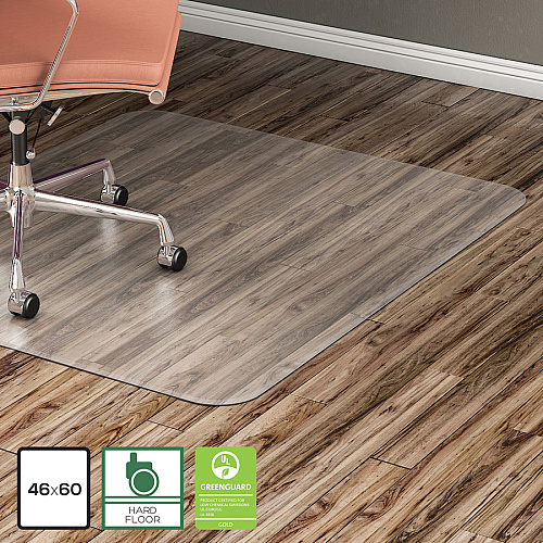 Lorell Chairmat Hard Floor, Wood Floor, Vinyl Floor, Tile Floor - 60" Length x 46" Width x 0.095" Thickness - Rectangular - Vinyl - Clear - 1 Each (LLR69169)