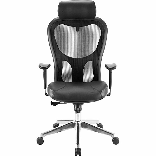 Lorell Elevate Mesh High-Back Executive Office Chair Black Seat Color - Leather Seat Material - Aluminum Frame Material - 5-star Base - 1 Each (LLR85035)