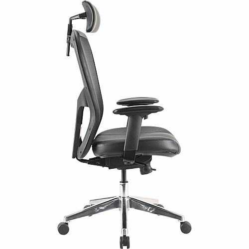 Lorell Elevate Mesh High-Back Executive Office Chair Black Seat Color - Leather Seat Material - Aluminum Frame Material - 5-star Base - 1 Each (LLR85035)