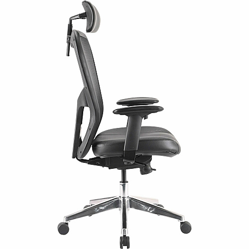 Lorell Elevate Mesh High-Back Executive Office Chair Black Seat Color - Leather Seat Material - Aluminum Frame Material - 5-star Base - 1 Each (LLR85035)