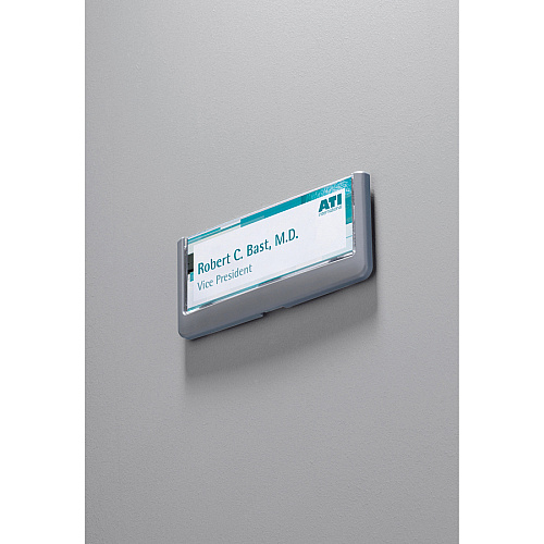 DURABLE&reg; CLICK SIGN with Cubicle Panel Pins 6.8" Width x 3" Height x 0.6" Depth - Rectangular Shape - Wall Mountable, Door-mountable - Indoor - Plastic - Graphite - 1 Each (497637)