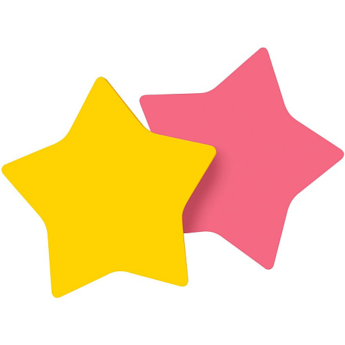 Post-it&reg; Super Sticky Die-Cut Notes 150 - 3" Flag/Note Width x 3" Flag/Note Length - Star - 75 Sheets per Pad - Unruled - Yellow, Pink - Self-adhesive - 2 / Pack (7350SSSTR)