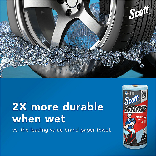 Scott Original Shop Towels Fresh - 9.40" Width x 11" Length - 55 Sheets/Roll - Blue - 1 Roll (75147)