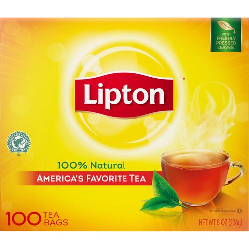 Lipton&reg; Classic Black Tea Bag Black Tea - 1.3 oz Per Packet - 100 Teabag - 100 / Box (TJL00291)