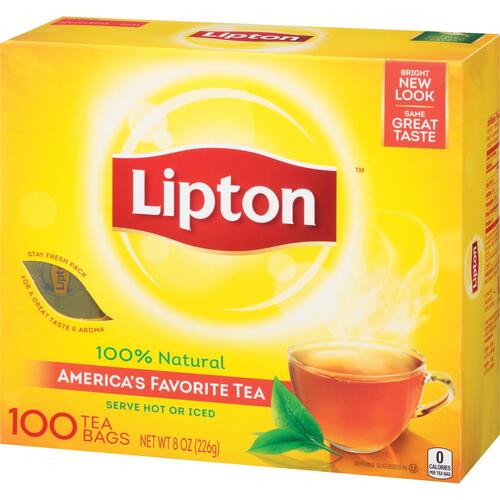 Lipton&reg; Classic Black Tea Bag Black Tea - 1.3 oz Per Packet - 100 Teabag - 100 / Box (TJL00291)