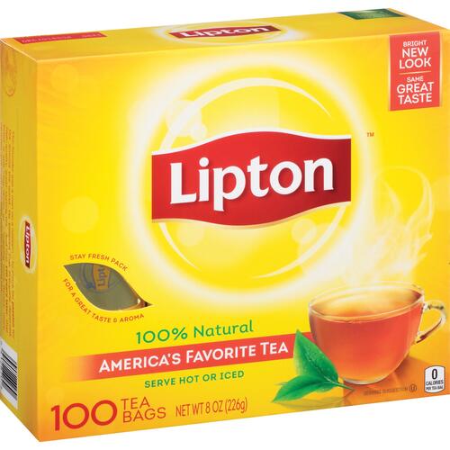 Lipton&reg; Classic Black Tea Bag Black Tea - 1.3 oz Per Packet - 100 Teabag - 100 / Box (TJL00291)