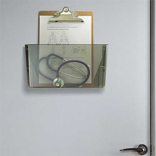Officemate Mountable Wall File Horizontal - 7" Height x 13" Width x 4.12" Depth - Stackable - Smoke - Plastic - 1 Each (21431)