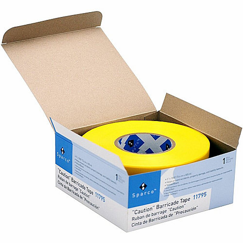 Sparco Caution Barricade Tape 1000 ft Yellow Attachment - Black - 1 Roll (11795)