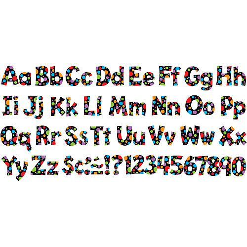 Trend Ready Letter Neon Dots 83 x Lowercase Letters, 20 x Numbers, 36 x Punctuation Marks, 59 x Uppercase Letters, 18 x Spanish Accent Mark Shape - Pin-up - 4" Height x 8" Length - Assorted - 1 Pack (79754)