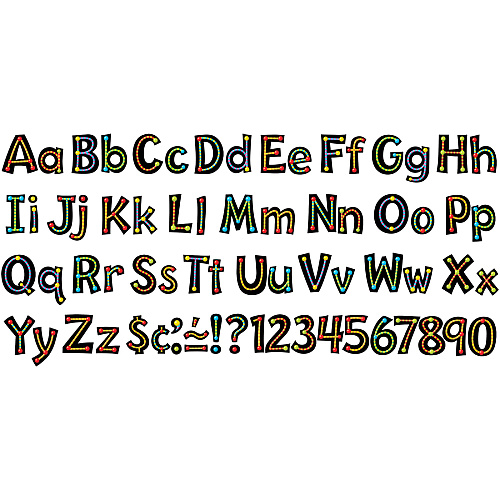 Trend 4" Ready Letter Alphabeads 59 x Uppercase Letters, 20 x Numbers, 38 x Punctuation Marks, 83 x Lowercase Letters, 18 x Spanish Accent Mark Shape - Pin-up - 4" Height x 8" Length - Assorted - 216 / Pack (79755)