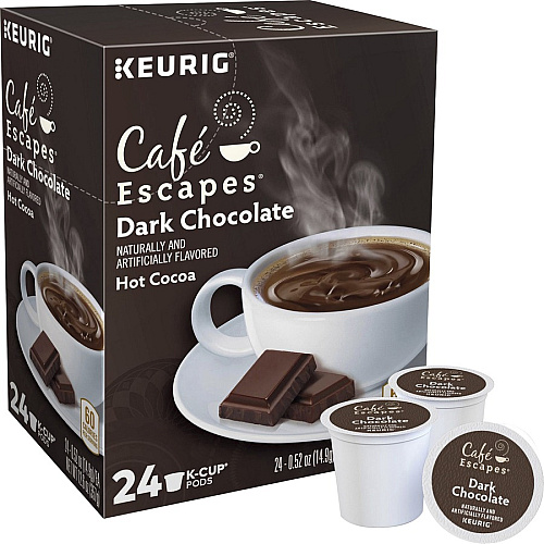 Cafe Escapes Caf&eacute; Escapes&reg; K-Cup Dark Chocolate Hot Cocoa Dark - K-Cup, Pod - Dark Chocolate, Hot Cocoa - Kosher - 24 / Pack (6802)