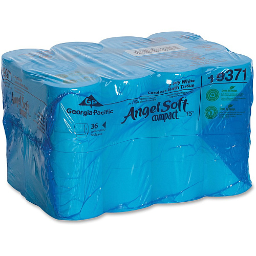 Angel Soft&reg; Pro Coreless Toilet Paper, 2-Ply, 750 Sheets, 36 Rolls 2 Ply - 3.85" Width x 4.05" Length - 750 Sheets/Roll - 4.75" Roll Diameter - 1/2" Core - White - 36 Rolls Per Carton - 36 / Carton (19371)