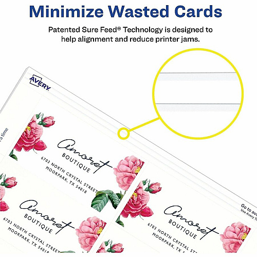 Avery&reg; Clean Edge Business Cards, 2" x 3.5" , White, 120 110 Brightness - A8 - 2" x 3 1/2" - 93 lb Basis Weight - 254 g/m² Grammage - Matte - Rounded Corner, Smooth Edge, Unperforated, Avery Clean Edge Technology, Printable, Double-sided  (28877)