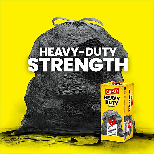 Glad ForceFlexPlus Large Drawstring Trash Bags Large Size - 30 gal Capacity - 24.88" Length x 24.02" Width - Drawstring Closure - Black - Home, Office, Can - 25/Box - 1 Each (70359)